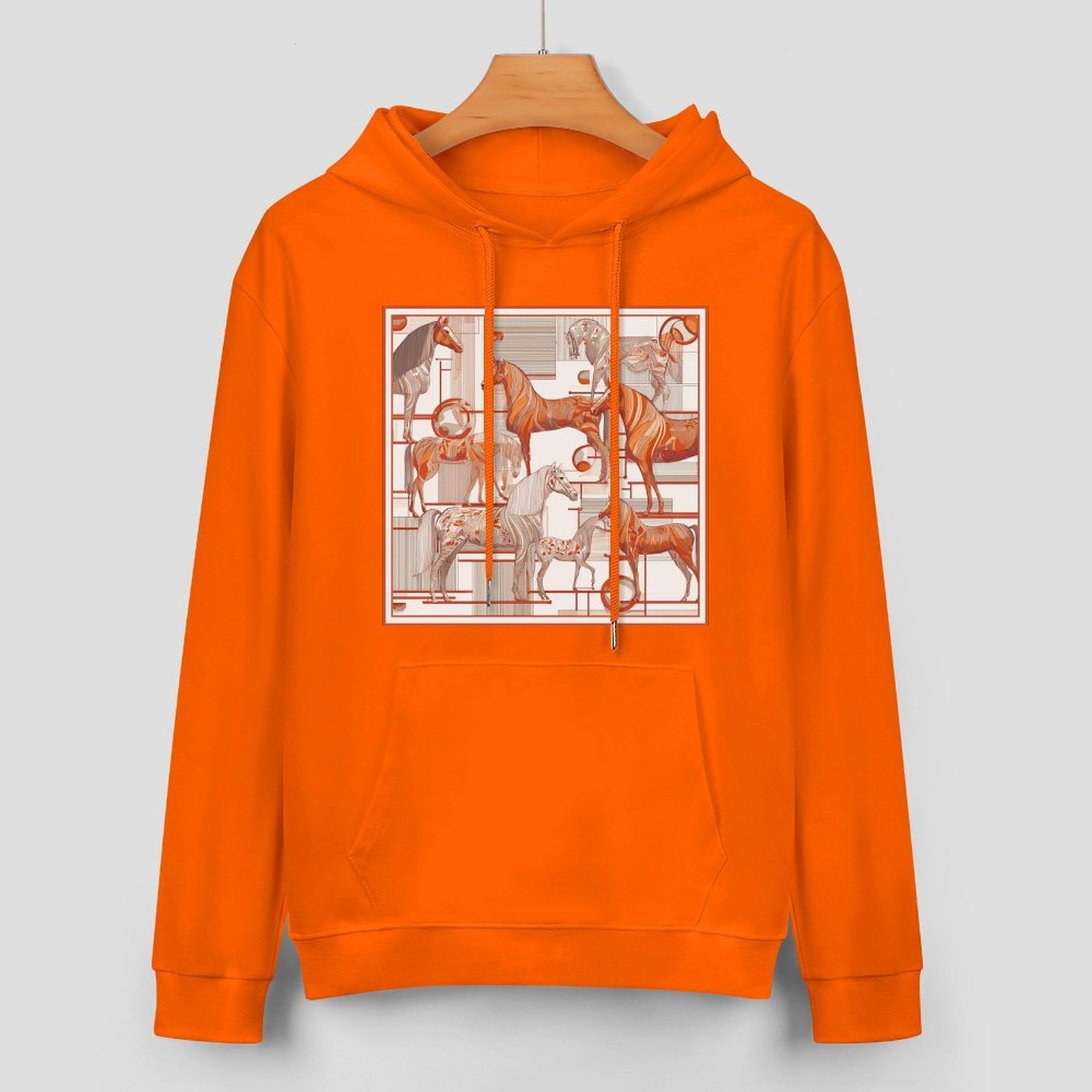 H Designer Fall Winter Hoodie Luxury Horse Print Design Unisex Long Sleeve Streetwear Hip Hop Oversized Fit Hoodie Men's Fashion Apparel H34
