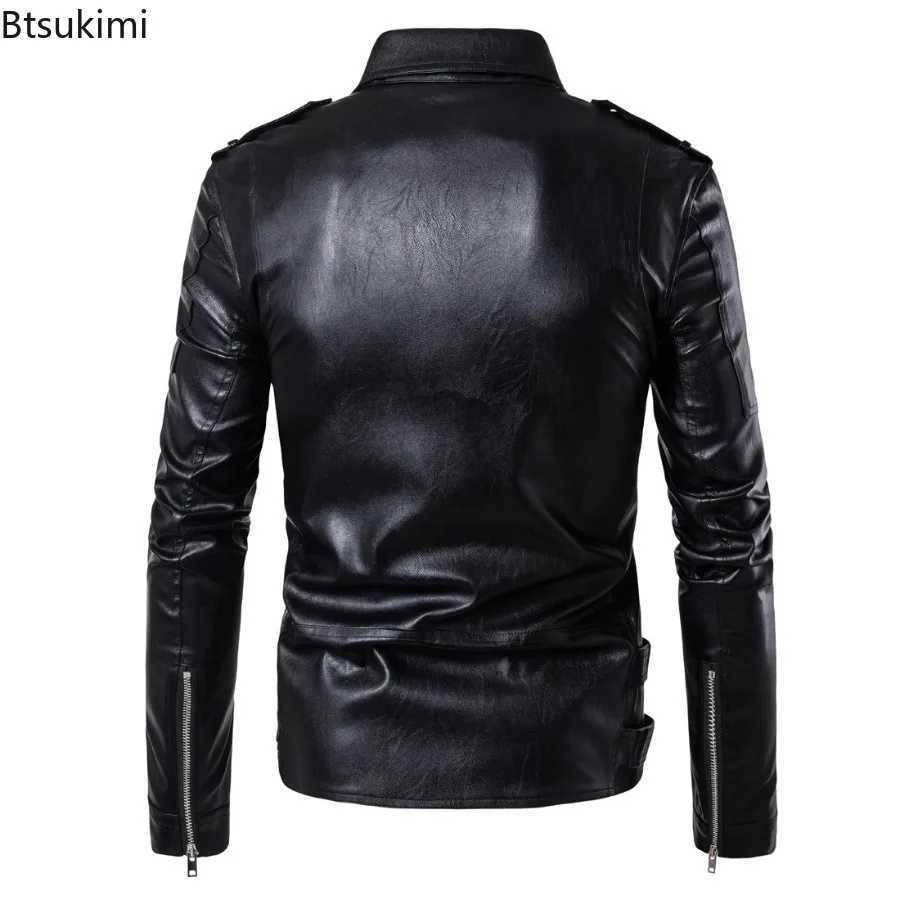 Handsome Motorcycle Leather Jackets for Men British Style Fashion Faux Leather Zipper Coat Casual Streetwear Men Punk PU Jackets W251023