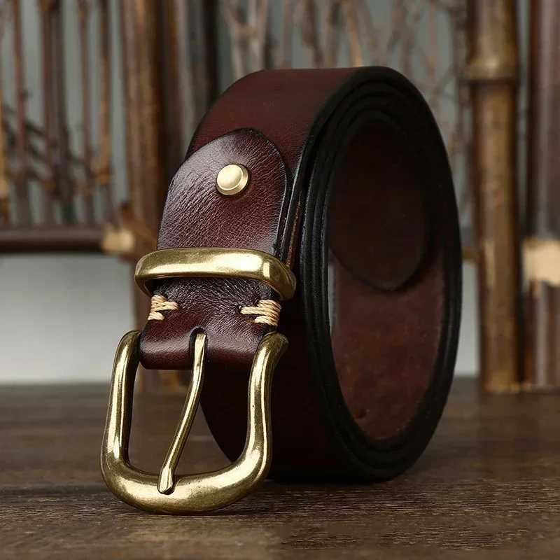 38CM Pure Cowhide Genuine Leather for Men High Quality Jeans Brass Buckle Belts Cowboy Waistband Male Fashion Designer LuxuryXJ251023