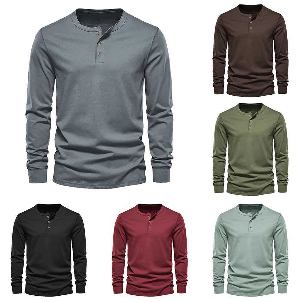 Mens Solid Long Sleeve round Collar T Shirt Casual and Soft Pullover in Light Green Ideal for Outdoor ActivitiesXJ251023