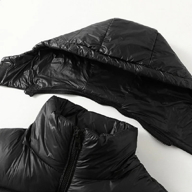 in Cotton Padded Vest Hooded Zipup Sleeveless Jacket Male Spring Autumn Warm Casual Coat Fashion Outdoor Truck Work Black 251023