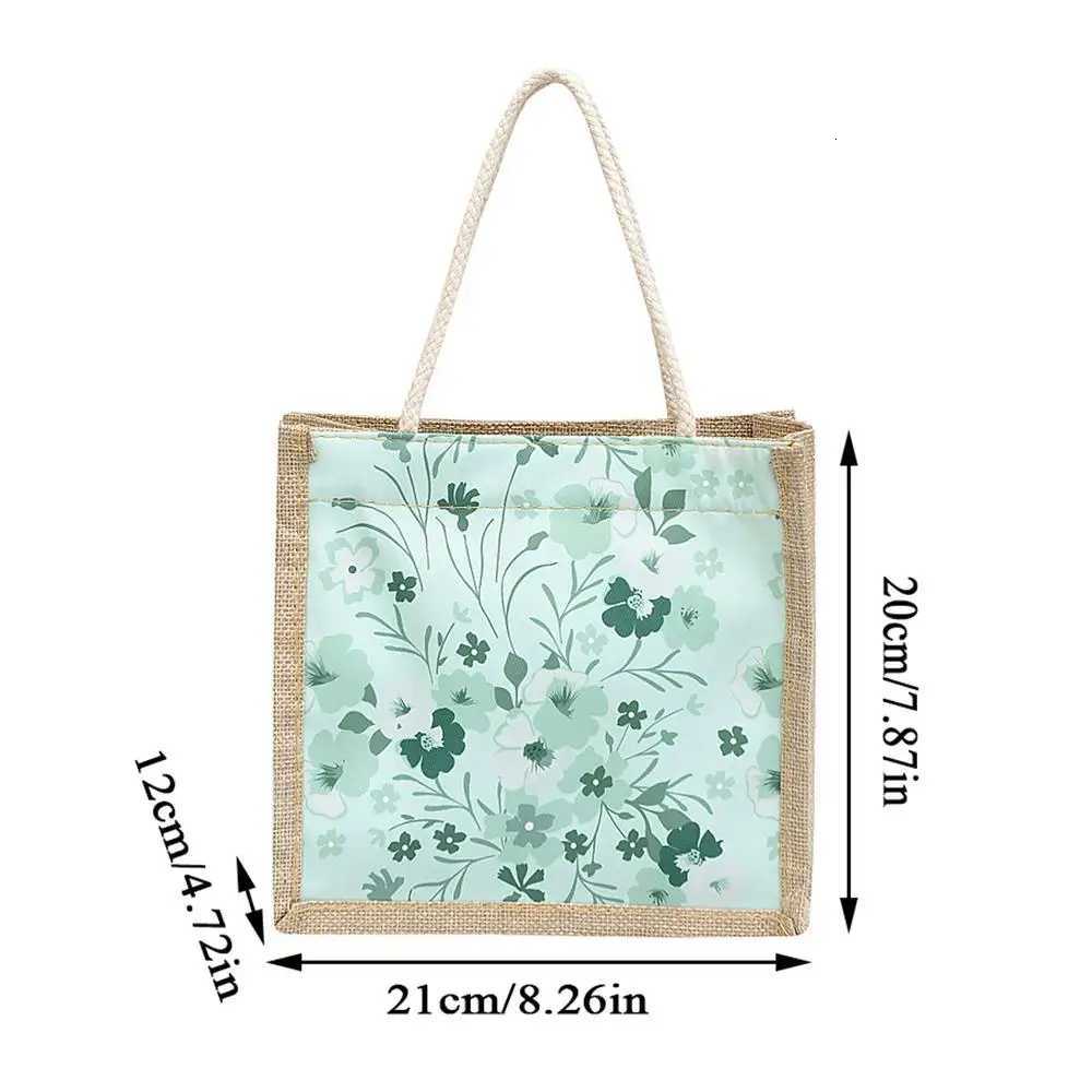Ins Lunch Bags For Women Floral Print Tote Bag Food Storage Linen Bag Functional Portable Travel Picnic Outdoor Eco Shopping BagL251023