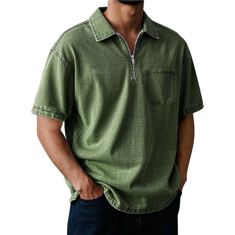 2025 Men's Pure Cotton Casual Versatile Short Sleeve Button Turn-Down Collar Polo Shirt