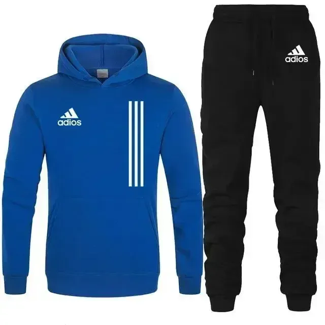 2025 autumn and winter men's long-sleeved pullover hoodie + pants 2-piece fashionable outdoor running men's sportswear