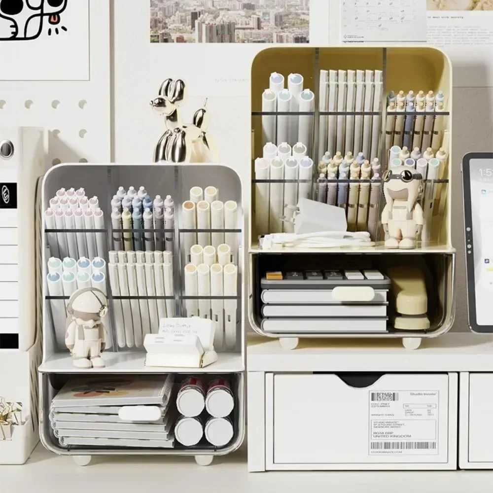Oblique Plugin Pen Holder Sundries Storage Rack Dustproof Pen Container Multi Space Large Capacity Storage Miscellaneous Items C251023