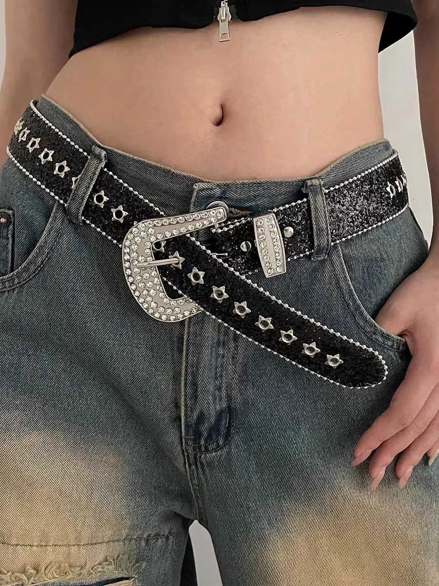 Desinger Belts For Women High Quality Luxury Female Waist Sequin Rhinestone Buckle AllEyelet Punk Goth Y2k Golden Belt MenXJ251023