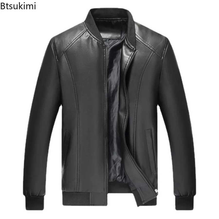 New Spring Autumn Mens PU Leather Jackets Fashion Baseball Collar Business Casual Coats Highend Mens Leather Bomber Jackets W251023