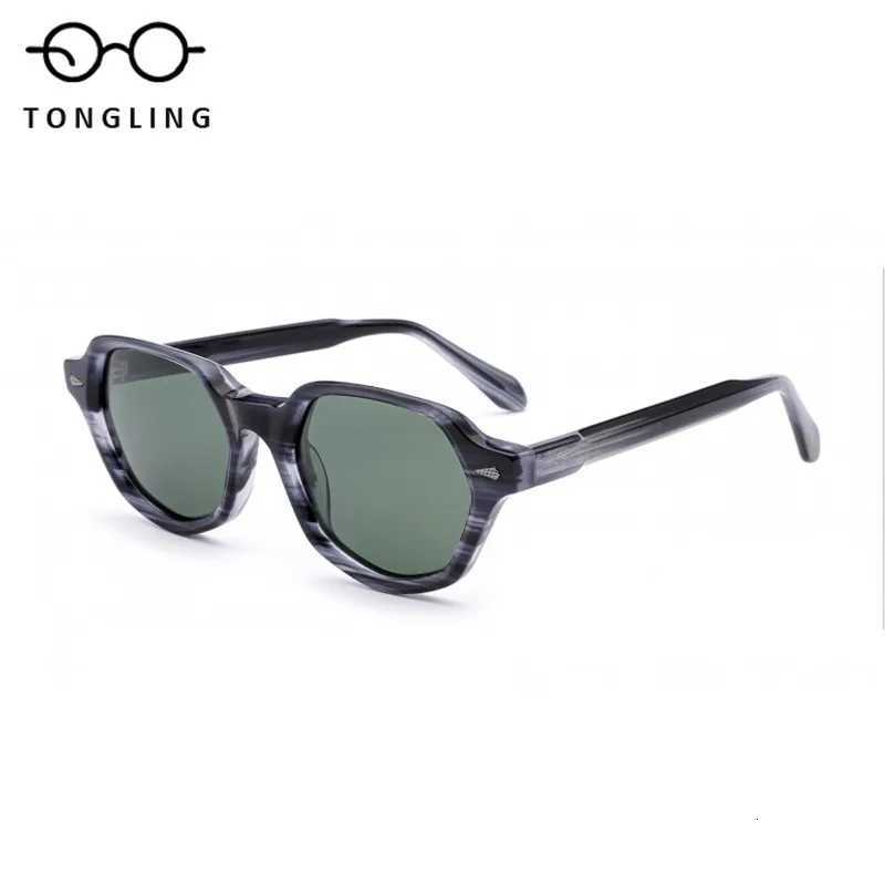 Polygonal Men Retro HighEnd Handcrafted Women HighQuality Acetate Fashionable Luxurious Trendy Outdoor UVResistant SunglassesW251023