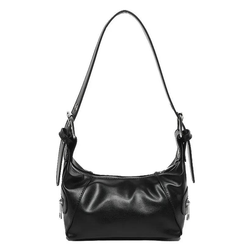 Luxury handbag new designer bag armpit bag retro style soft leather zipper women's shoulder bag solid color versatile armpit tote bag