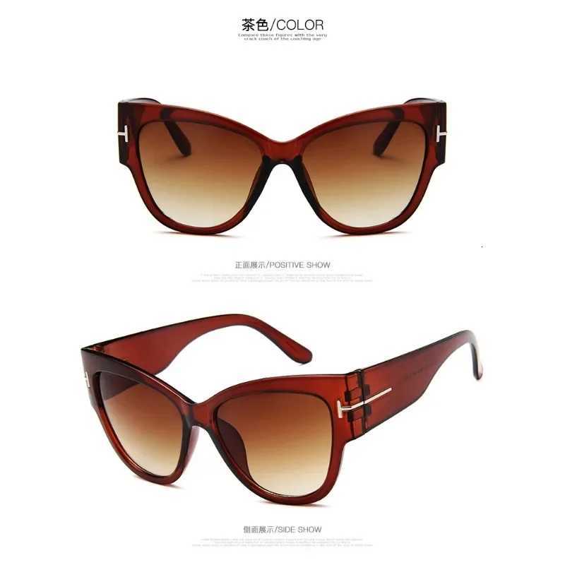 New Fashion Brand Designer Cat Eye Wen Sunes Fem Gradient Points Sun es Large Frame W251023