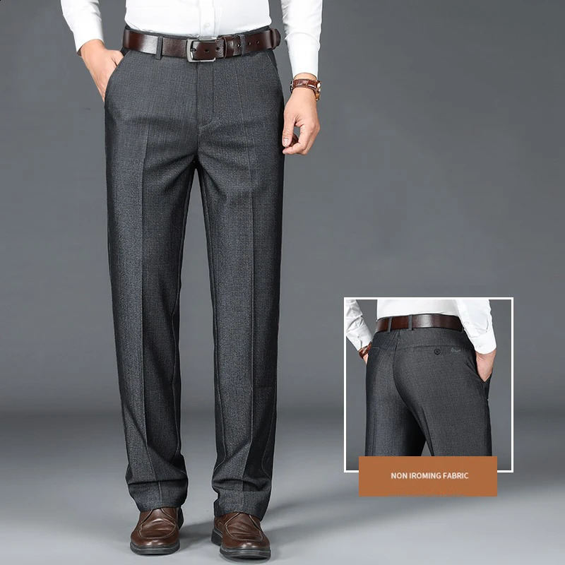 Mens Chic Business Work Suit Pants Middleage Large Size 2940 Trousers High Quality Baggy Formal Occasion Male 251023