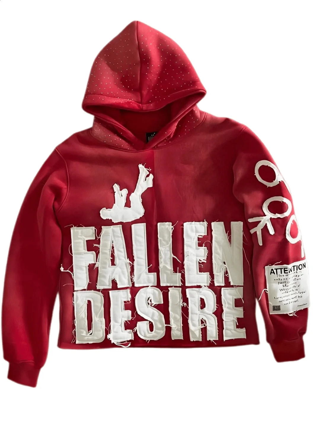 Harajuku Y2K Hip Hop Streetwear Casual Sweatshirt Hoodie for Women FALLEN DESIRE Applique Pullover 251022