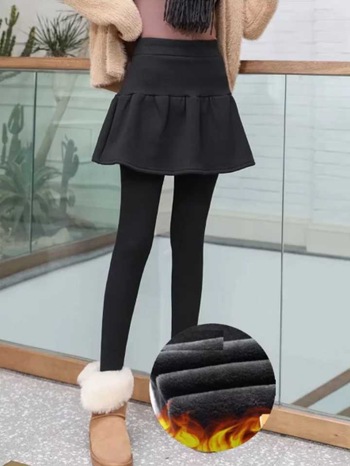 Skirt Leggings Autumn and Winter Fleece Stretchy Warm High Waist Good Elastic Cotton Warm LeggingsT251023
