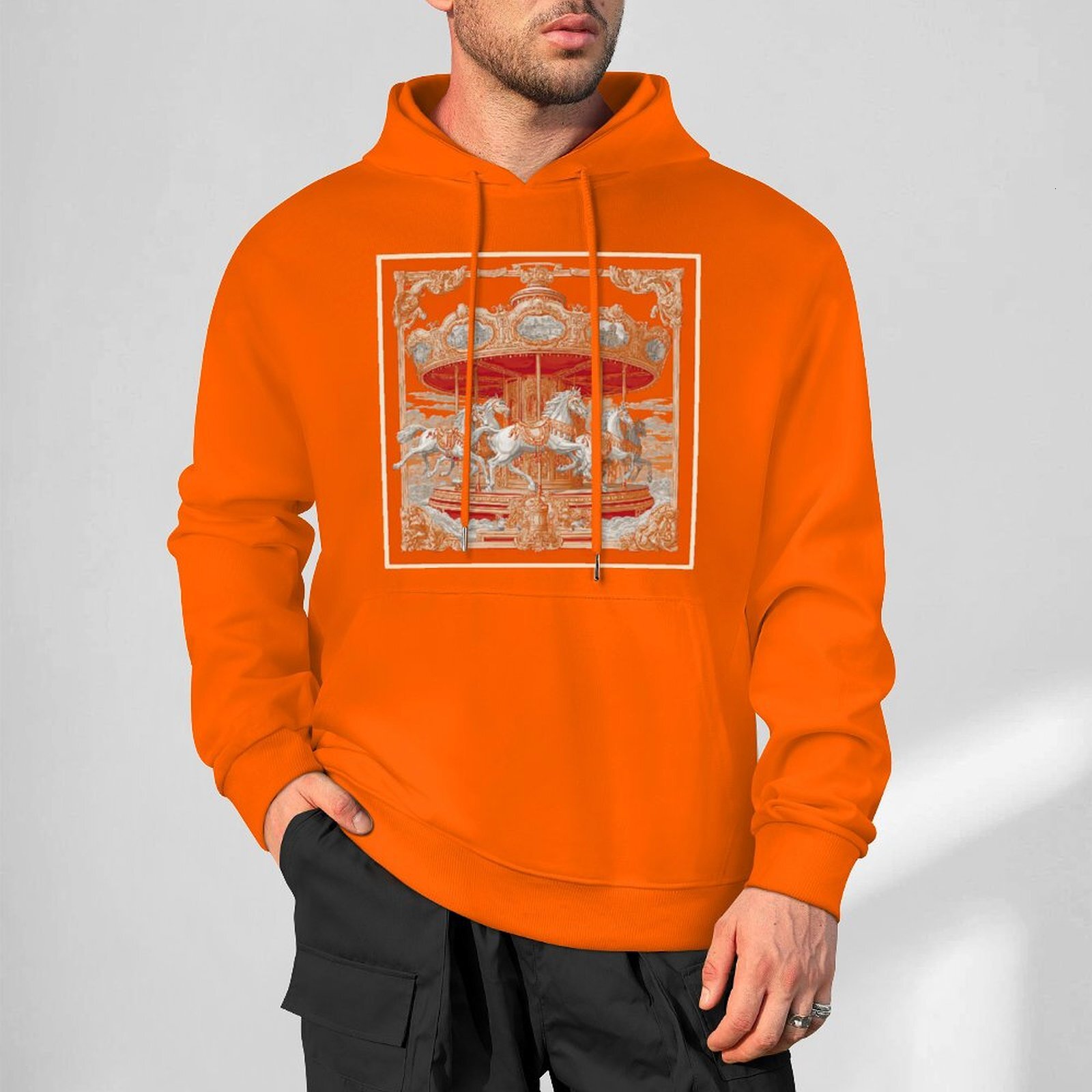 H Designer Fall Winter Hoodie Luxury Horse Print Design Unisex Long Sleeve Streetwear Hip Hop Oversized Fit Hoodie Men's Fashion Apparel H26