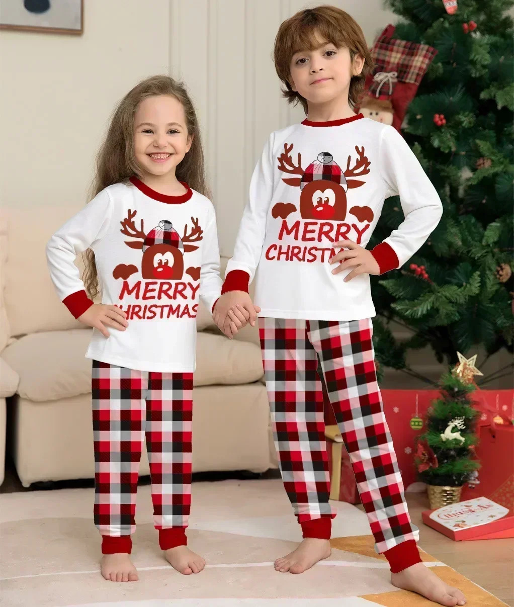 Women Men Boys Girls Christmas Pajama Set Cartoon Print Xmas Family Look Soft Cute Sleepwear 2 Pieces Suit Home Clothes 251020