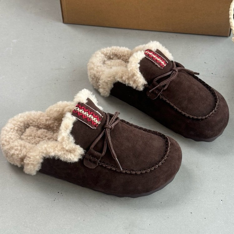 Free shipping designer slippers for womens flat slippers brown khaki Fashionable and versatile thick soled anti slip and plush thick cotton slippers