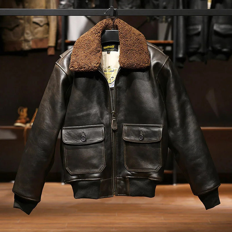 Winter Bomber Lamb Skin Coats European US Plussize Mens Classic Vintage Wool Collar Genuine Leather Jacket 251023
