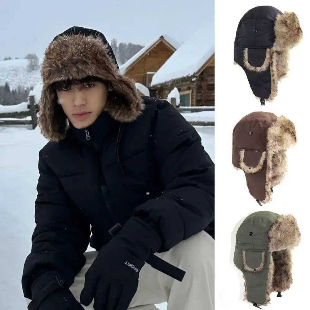 1PC Winter Trapper Trooper Earflap Hat Warm Waterproof Disco Ski Hat Bber Fece Thicken Warm Ear Protectors HatsW251023
