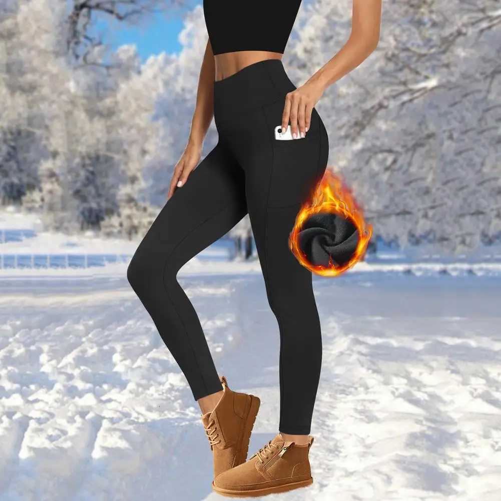 Comfortable Leggings Cozy Velvet High Waist Womens Leggings with Pockets for Autumn Winter Warm Slim Fit Yoga Pants for ColdT251023