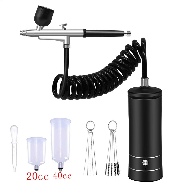 Oxygen Injector Electric Mini Airbrush With Air Compressor AirBrush Paint Spray Gun For Nail Art Tattoo Craft Cake Nano Fog 251015