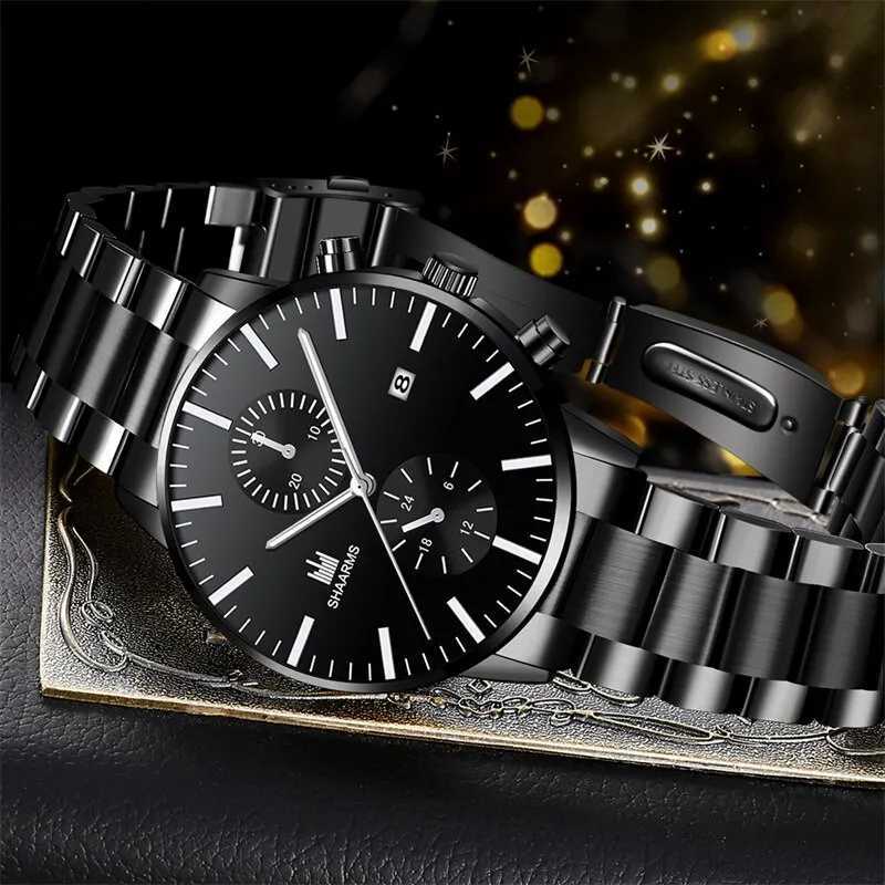 Mens Fashion Business Quartz Watch Fashion Fake Three Eye Six Pin Calendar Men Watch Stainless Steel Belt Men WatchesL251023