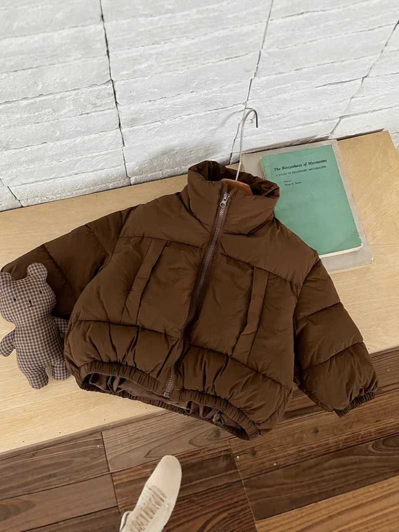 2025 Winter New Children Cotton Padded Jacket Solid Boys Thick Warm Windproof Coat Girls High Neck Zipper Jacket Kids Clothes Y251023