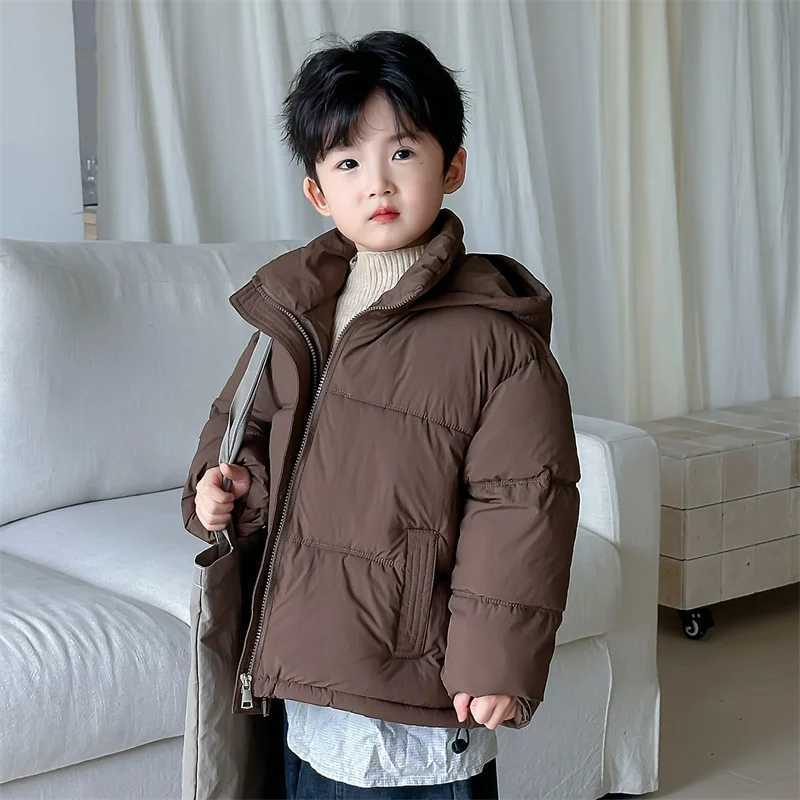 New Boys Girls Down Coats Kids Thicken Winter Warm Jackets Teenager Hooded Fashion Shorts Parkas Children Windproof Outerwear Y251023
