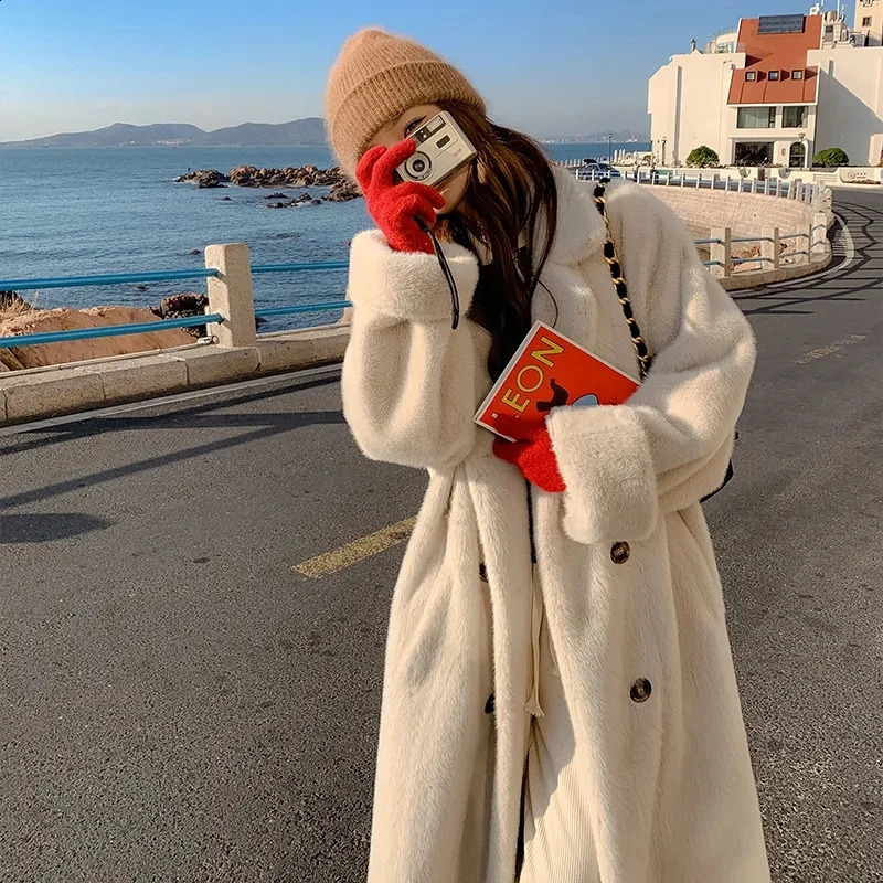 2023 Fur Coat Women Winter Highquality Long Parka Plus Cotton Padded Very Warm Size Female Plush Jacket 251018