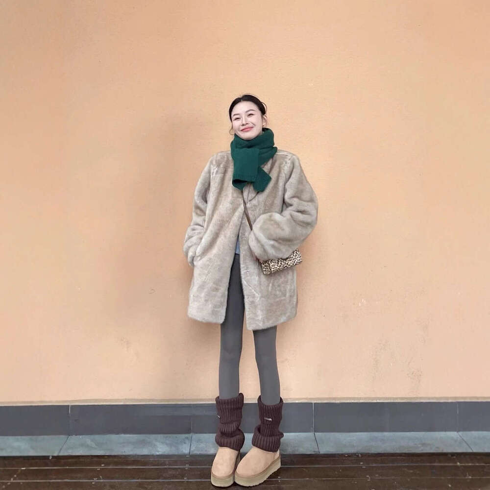 Women for Winter EcoFriendly Versatile New Faux Mink OnePiece Stand Collar Fur Coat