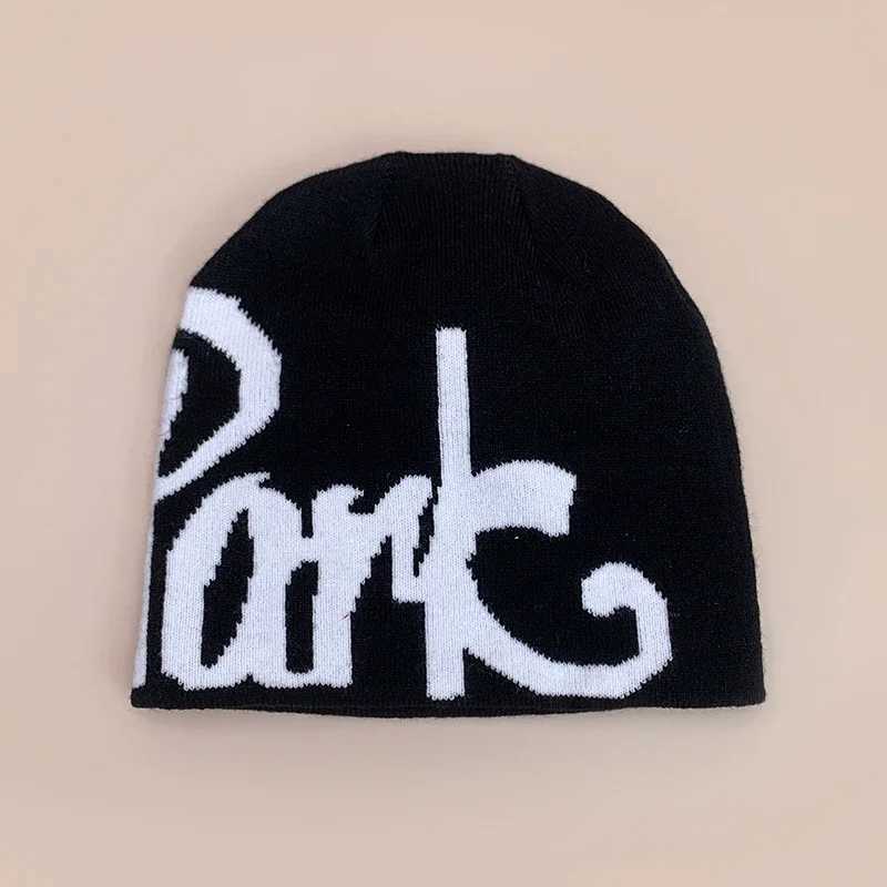 Color Block Letter Wool Knitted Hats Autumn and Winter New Warm Personal Versatile Street Fashion Hip Hop American Style BeaniesXJ251023