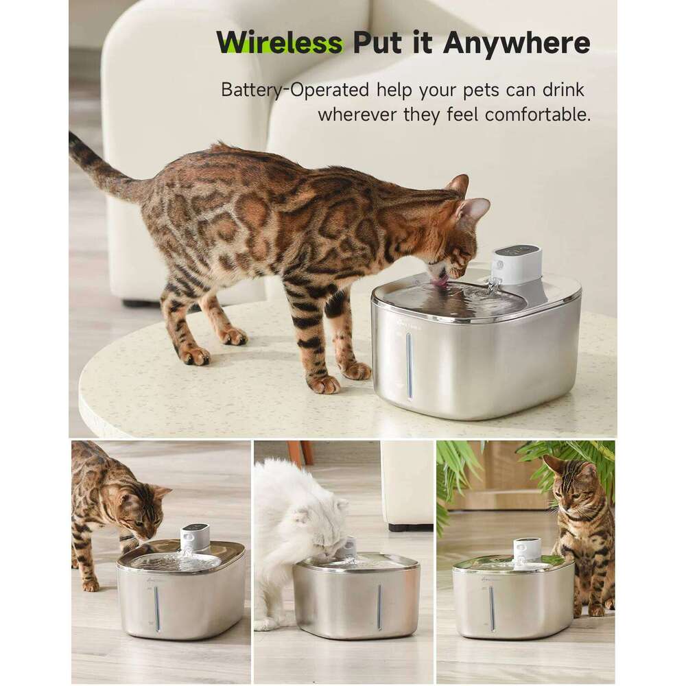 designer brand APETDOLA L Wireless Cat Auto Sensor Drinking Fountain For Cats Dog Drinker Pet Water Dispenser Accessories