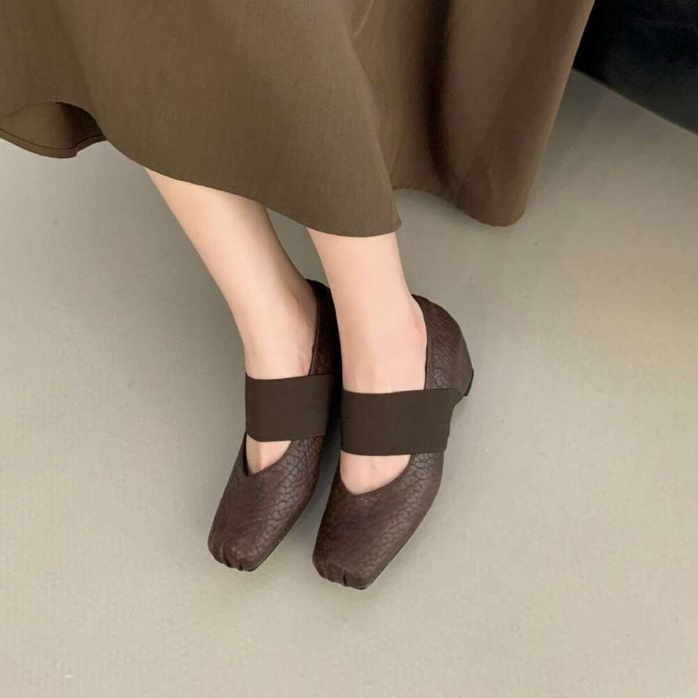 Hidden Wedge Mary Jane Shoes 2025 Autumn Women's Bowknot Shallow Mouth One-Strap Ballet Square Toe Black Elegant Classic Fitted Luxe