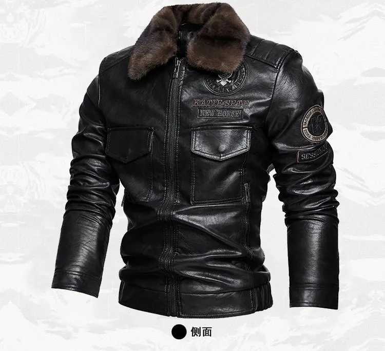 European American New Fashion Mens Turndown Collar Zipper Solid Color Faux Leather Casual Trendy Jackets Male Clothes Coats W251023