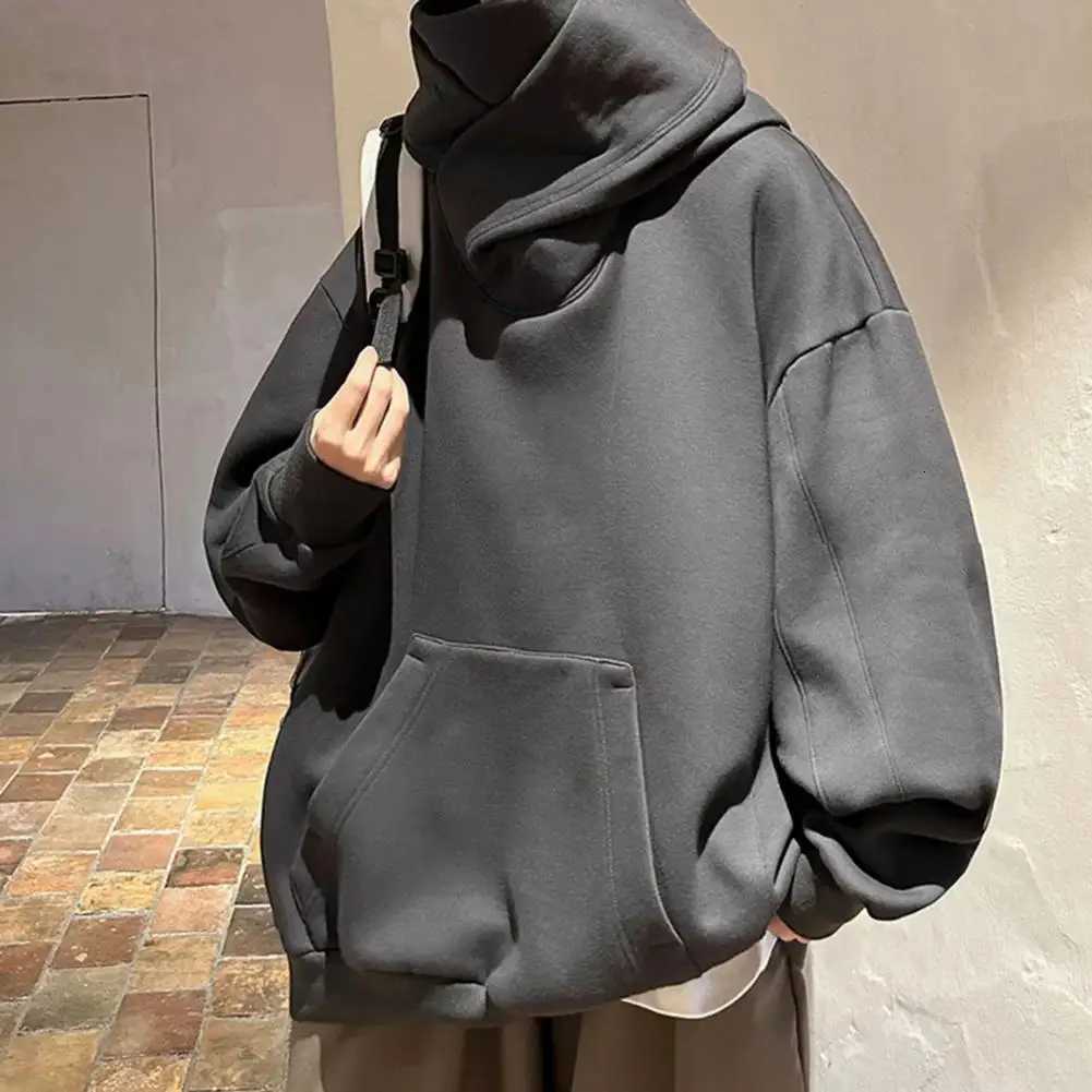 Embroidery Turtleneck Sweatshirt For Men Japanese Ninja Hoodies Autumn Hip Hop Fleece Pocket Streetwear Oversized HoodyT251023