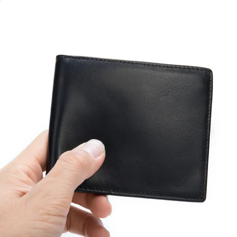 Soft Genuine Leather Wallet Mens Cow Leather Wallets Man Small card holder Wallets Balck Short Purse for Male251023
