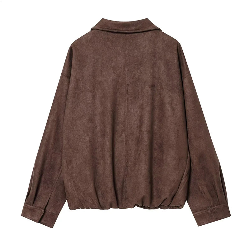 TFMLN Autumn Winter Womens Suede Jackets Fashion Loose Long Sleeves Elegant Warm Coat Chic Street Leisure Zipper Coats 251013