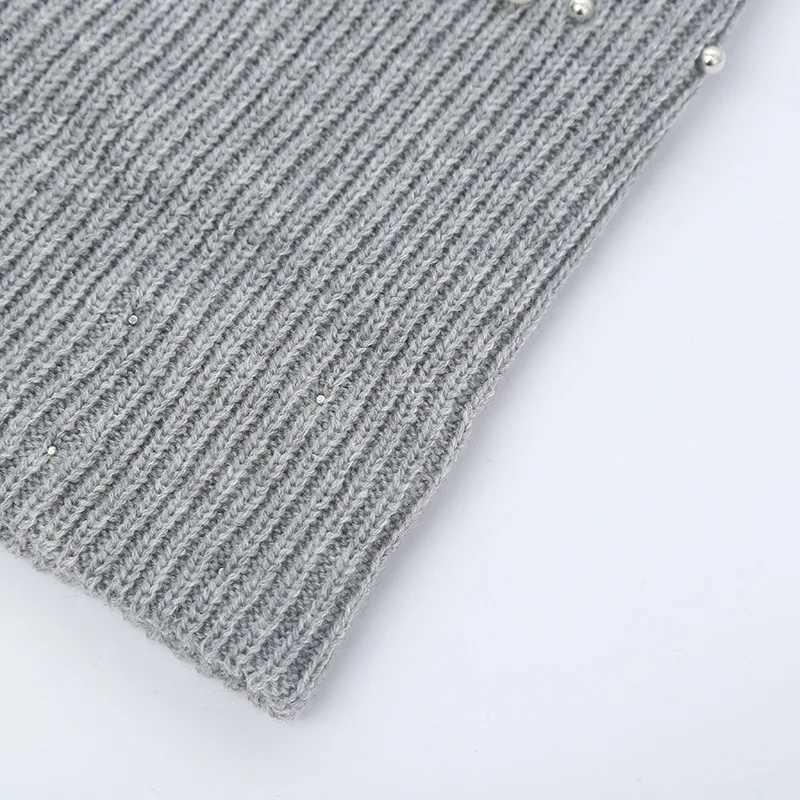 Winter Knitted Beanie Wen Fashion Rhinestone Pearls Knitting Hats Ladies Casual Sklies Fa Solid Color Casual BoneW251023