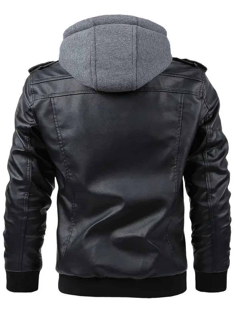 New Fake Two Pieces Motorcycle Leather Jackets Man Casual Fashion Motorcycle Coat Slim PU Lapel Jackets Autumn Leather Coat Male W251023