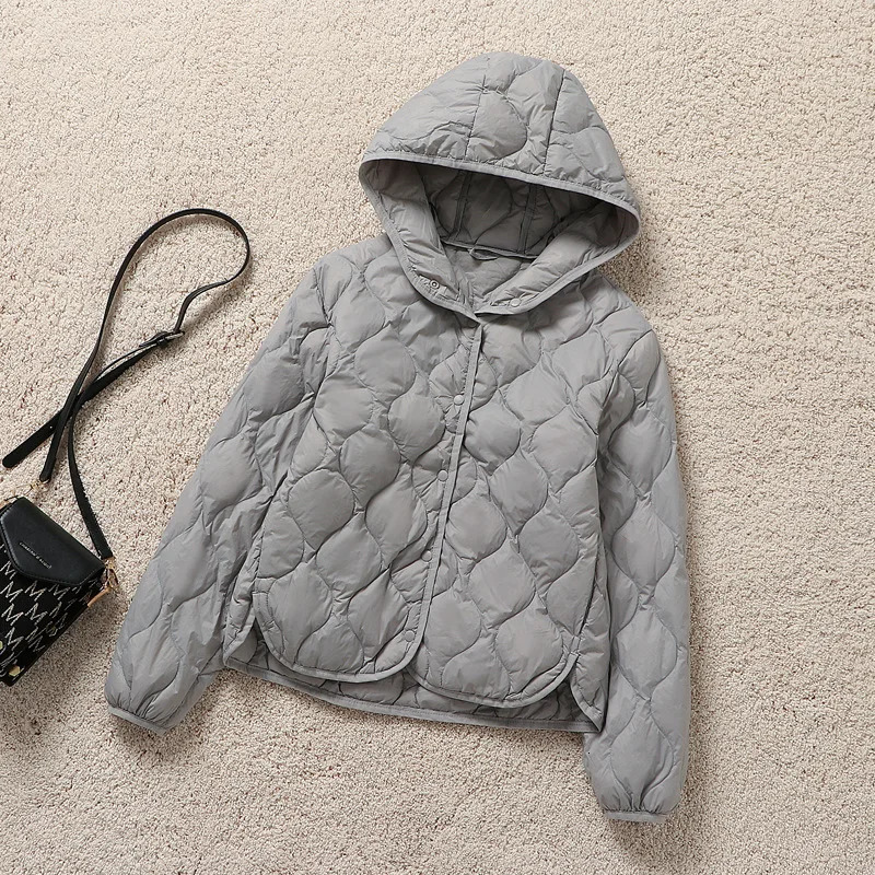 Autumn and Winter Womens Lightweight Down Jacket Fashion Warm Windproof Slim White Duck Down Hooded Mature Womens Jacket 251020