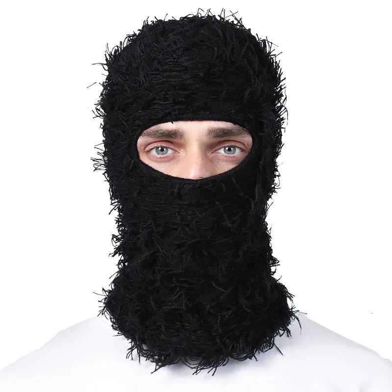 Balaclava Distressed Knitted Full Face Ski Mask for Men Women Beanies Hats Skullies Camouflage Winter Warm Bonnet Windproof HatsXJ251023