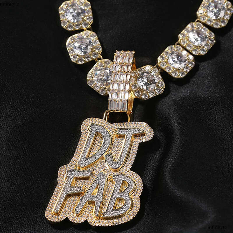 Hip Hop Custom A-Z Letters Name Pendant Necklaces TopBling 5A Zircons Jewelry