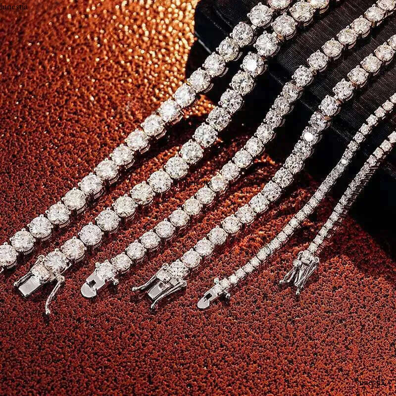 2- 6mm 100% Sterg Sier Moissanite Tennis Chain Trendy White Women's Necklace with k Wholesale