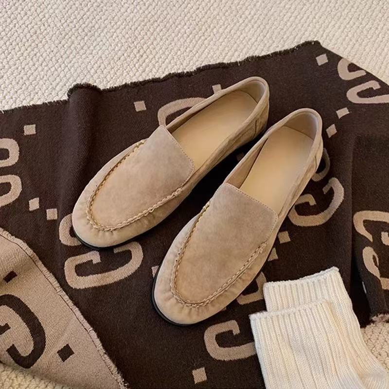 Free Shipping French Round Pointed Flat Bottomed One Footed Lazy Loafers For Women