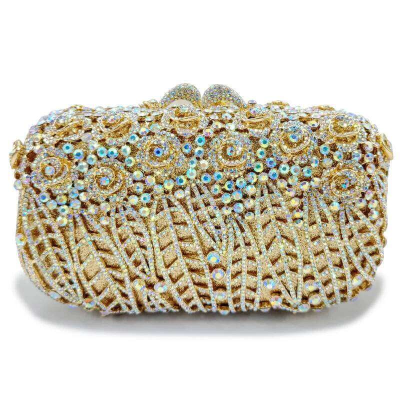 Designer Bags New Women's Hollow Handmade Hardware Dia Flower Pattern Dinner Bag Chain Handbag Luxury Bag