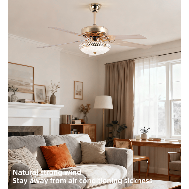 fan lamp Elegant Full Range of Motion Ceiling Fan & LED Lighting Combination Offers Silent Performance