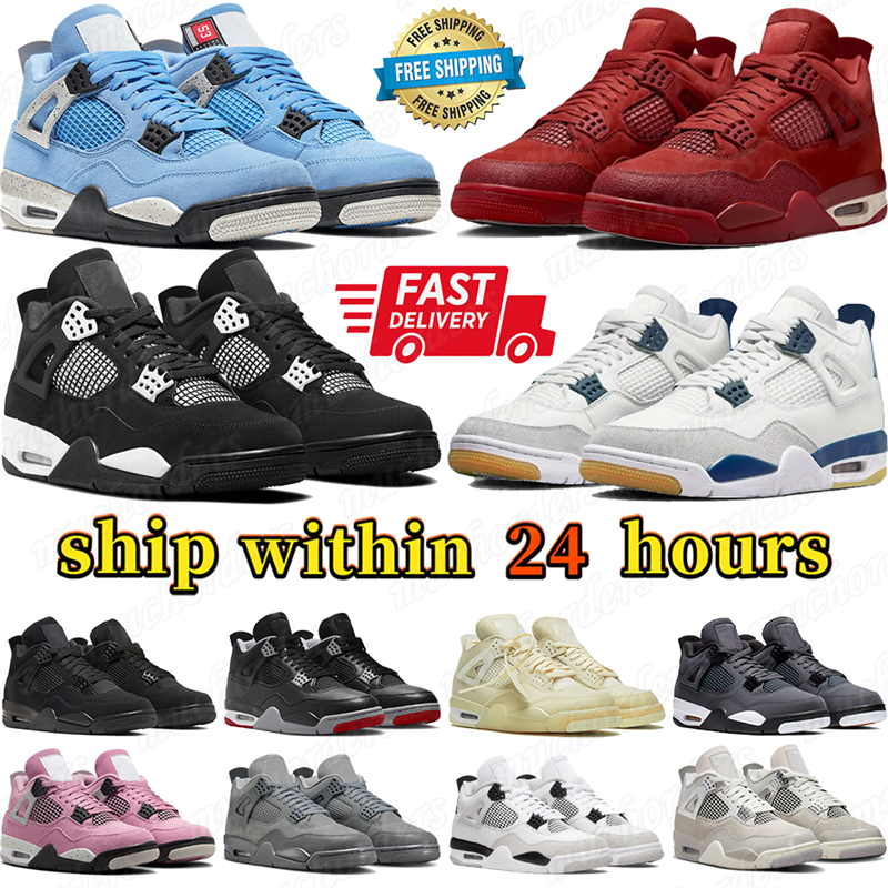 Free Shipping 4 basketball shoes 4s designer sneakers Military Black Cat Thunder University Blue Bred Stock in USA outdoor big size womens mens trainers UK 4-11.5