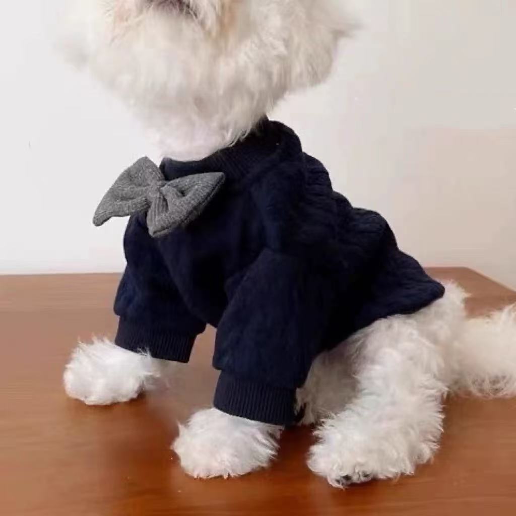 T1895 Pet puppy British gentleman bow tie clothes autumn and winter Teddy Bichon small puppy cat clothing