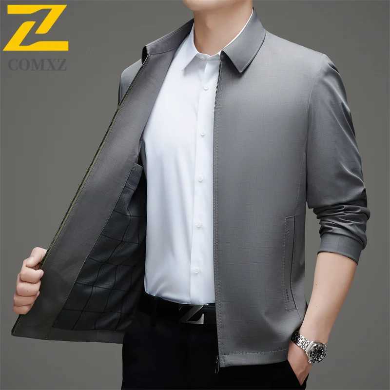 Comxz Men Lapel Jacket Business Casual Light Luxury Golf Travel Wedding Slim Fit Coat Spring Autumn Outerwear Lightweight Blazer W251023