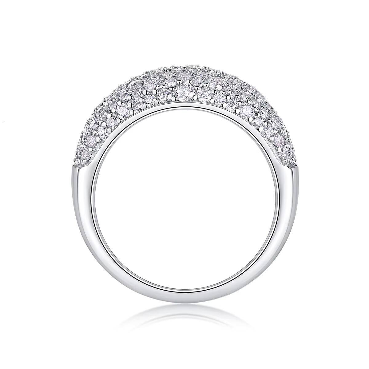 Luxury Womens Moissanite Ring with Pave Setting S925 Silver Dome Design Elegant Jewelry