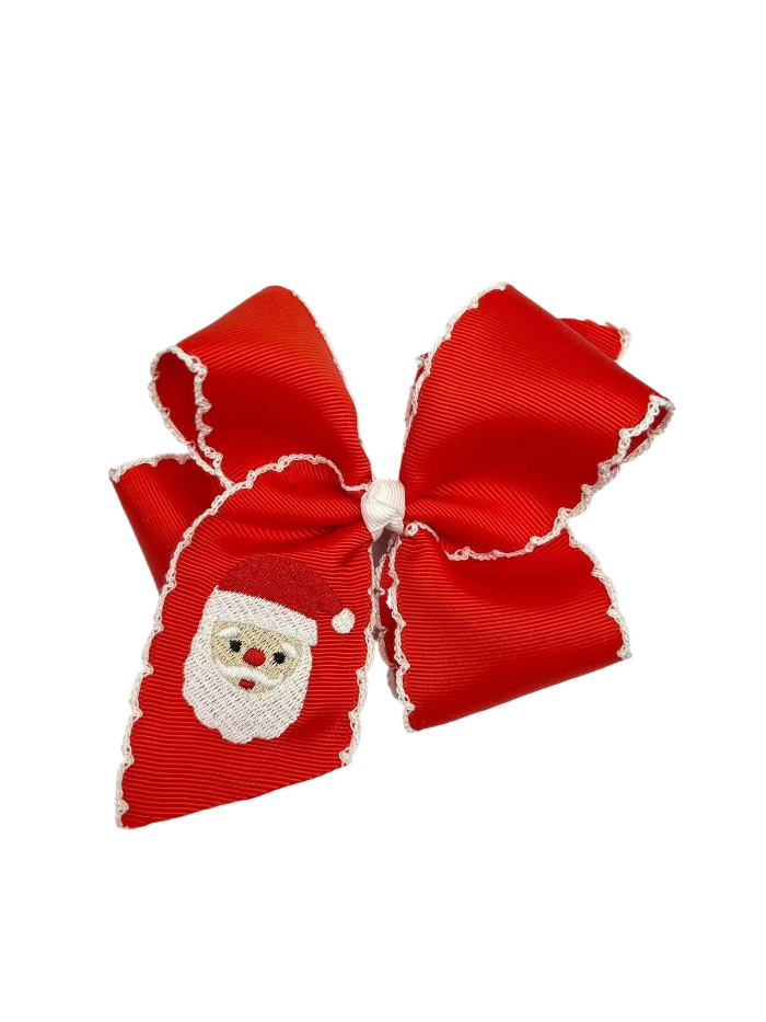 Christmas Hair Clip Cartoon Hair Accessory Elk Embroidery Santa Claus Hair Bow Clip Moonstitch Edge Ribbon Hair Pins for Girls MA126